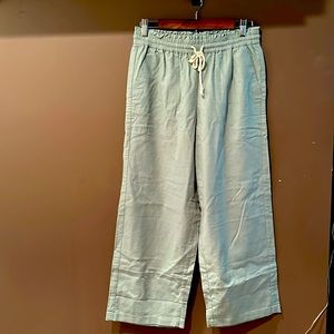 J Crew linen blend wide leg paper bag pants